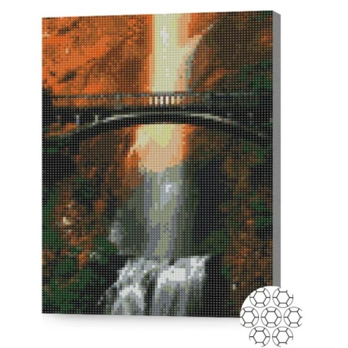 Алмазная мозаика Art Gallery Premium Водопад и мост 30x40 (XQB75556)