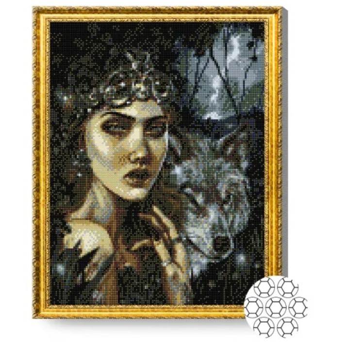 Mozaic cu diamante Art Gallery Premium Girl & Wolf 40x50cm (GA77240)