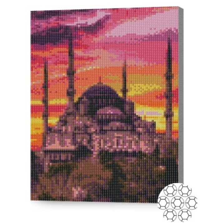 Pictura cu diamante după numere Art Gallery Premium Огненный закат в Стамбуле 30x40cm (XQB80449)