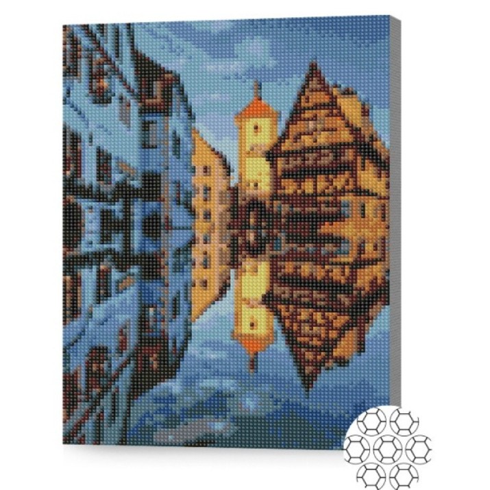 Алмазная мозаика Art Gallery Premium Отражение домиков 30x40cm (XQB75877)