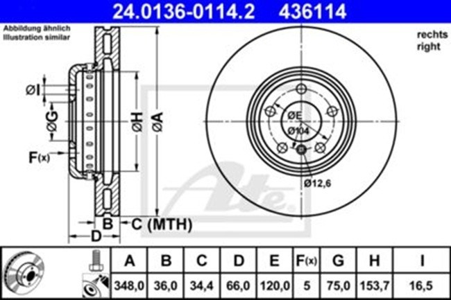 Disc de frână ATE 24.0136-0114.2