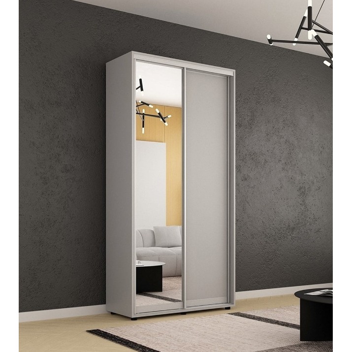 Dulap cu uşi glisante Mobildor-Lux Compact Chipboard/Mirror 100x240 Grey (00012884)