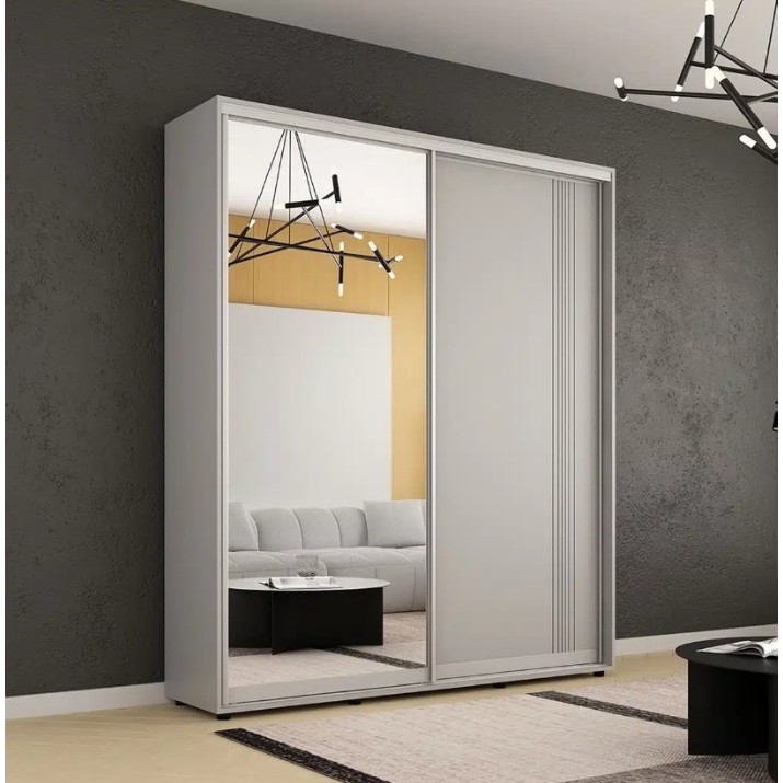 Dulap cu uşi glisante Mobildor-Lux Compact Lines/Mirror 180x210 Grey (00013156)