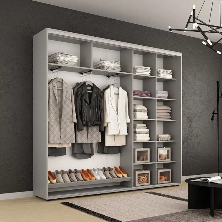 Dulap cu uşi glisante Mobildor-Lux Compact Lines/Mirror 240x210 Grey (00013860)