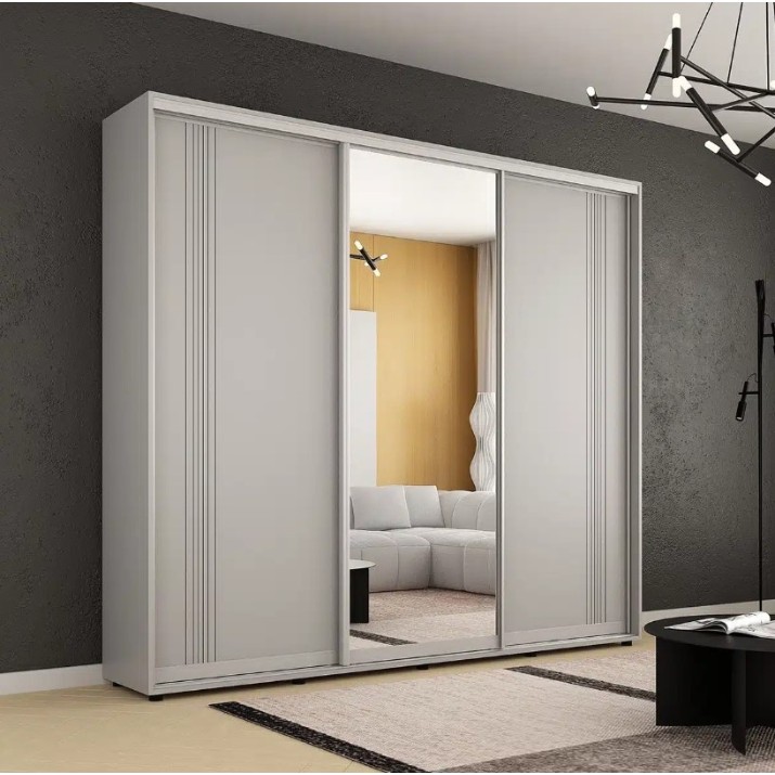 Dulap cu uşi glisante Mobildor-Lux Compact Lines/Mirror 250x240 Grey (00013350)