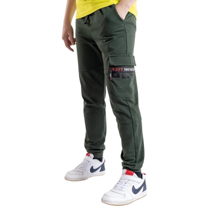 Pantaloni spotivi pentru copii Bumbacel BP13629K_0415A1_S76 Khaki, 11-12 years
