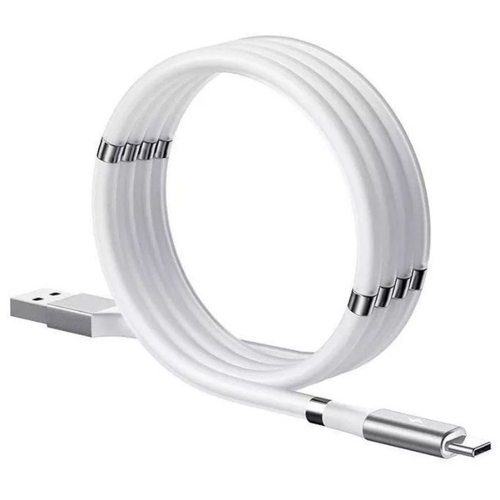 Cablu USB Helmet USB to Type-C With Magnetic Organizer 1m White (HLTCUTCMOWH)