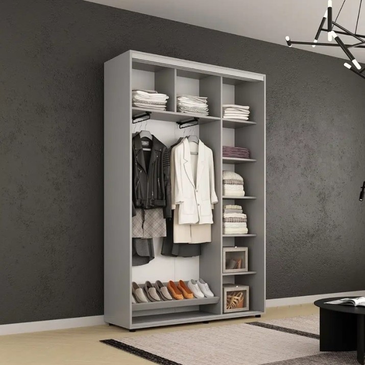 Dulap cu uşi glisante Mobildor-Lux Compact Meander/Mirror 150x210 Grey (00013068)