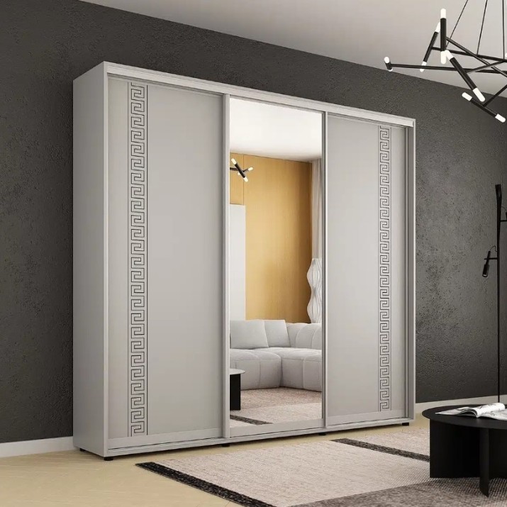 Dulap cu uşi glisante Mobildor-Lux Compact Meander/Mirror 260x200 Grey (00013323)