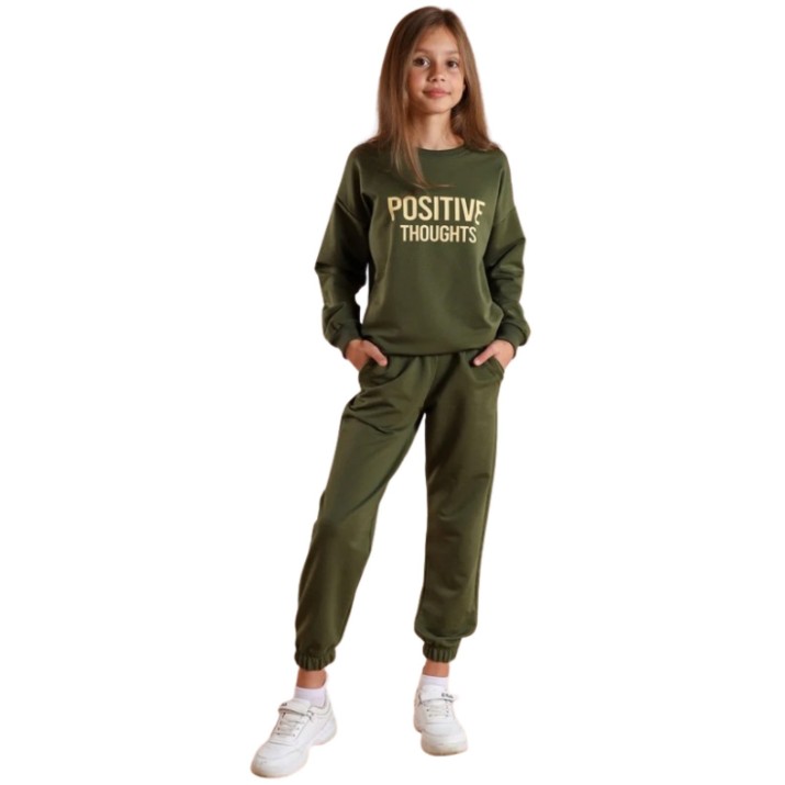 Costum sportiv pentru copii Bumbacel GTR24587K_0426A1_S96 Green, 9-10 years