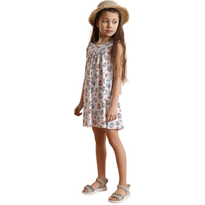 Детское платье Bumbacel GR22033K_0004_Inghetata_S27 White, 7-8 years