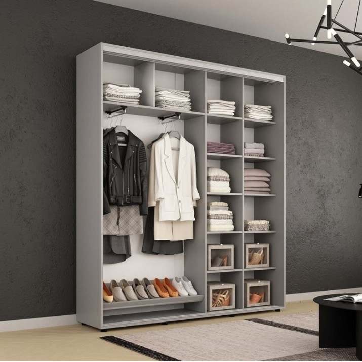 Dulap cu uşi glisante Mobildor-Lux Compact Mirror 220x230 Grey (00013219)