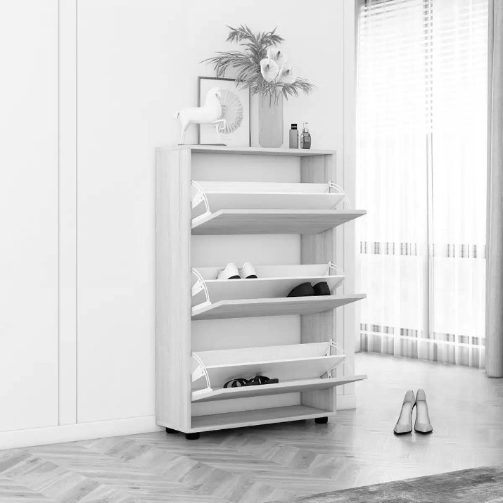Обувница Mobildor-Lux Leo 90x27x125 White/Oak Sonoma (00013513)
