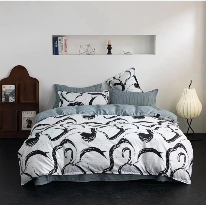 Постельное бельё O’llessya New Style New Style 200x220cm Gri/Negru/Alb (V-85/31)