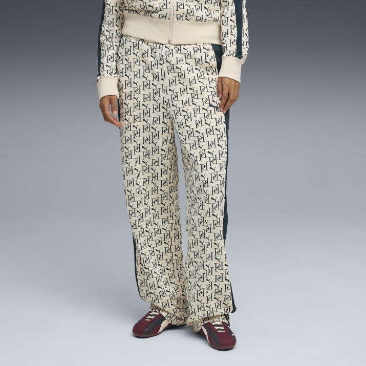 Pantaloni spotivi de dame Puma T7 All-Over Print Straight Alpine Snow, s.M