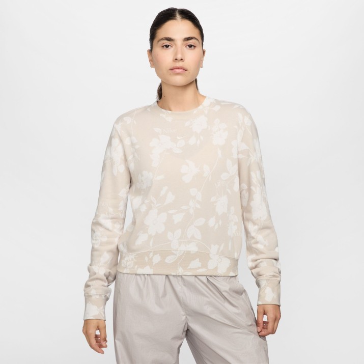 Женская толстовка Nike W Nsw Nk Chll Ft Aop Crew Light Orewood Brown/Sail, s.XL