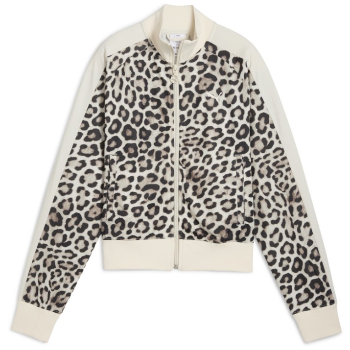 Jachetă damă Puma T7 Leo Luxe Aop Short Track Jacket Alpine Snow/Ice Coffee, s.M