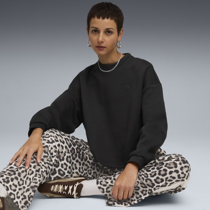 Hanorac damă Puma Wardrobe Ess Oversized Crew Puma Black, s.XS