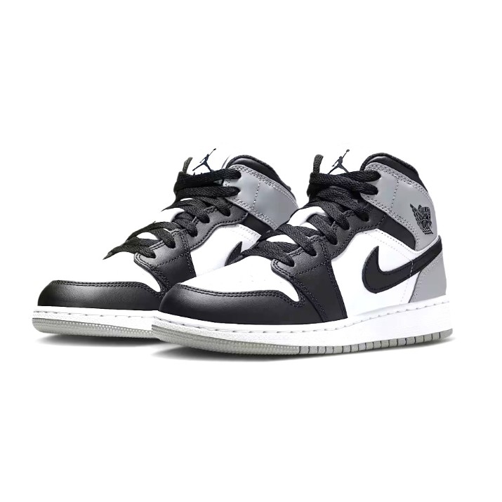 Ботинки детские Nike Air Jordan 1 Mid Bg White/Light Smoke Grey/Black, s.36.5