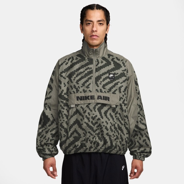 Мужская олимпийка Nike M Air 1/2 Zip Jacket Aop Light Army/Black, s.XXL