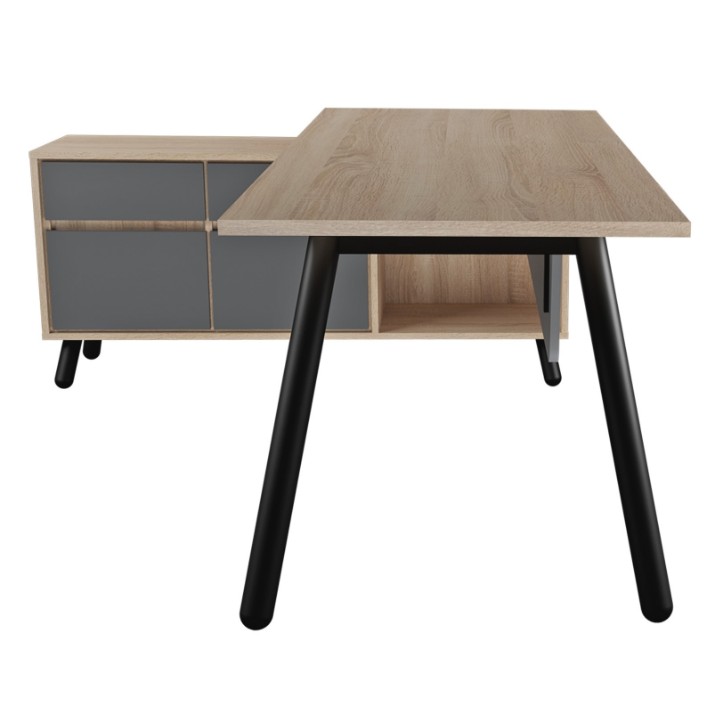 Письменный стол Deco Fusion + Box Left 180x80/155x40 Oak Sonoma/Anthracite (T2FBS1808)
