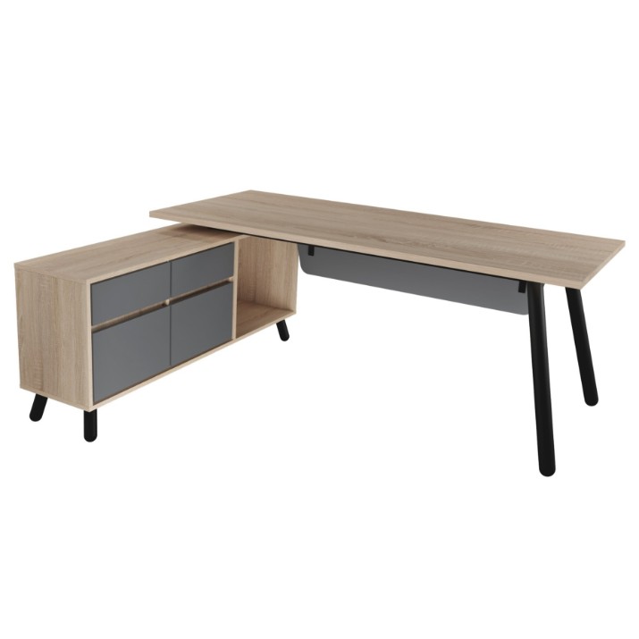 Письменный стол Deco Fusion + Box Left 180x80/155x40 Oak Sonoma/Anthracite (T2FBS1808)