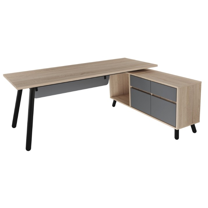 Masa de birou Deco Fusion + Box Right 180x80/155x40 Oak Sonoma/Anthracite (T2FBD1808)