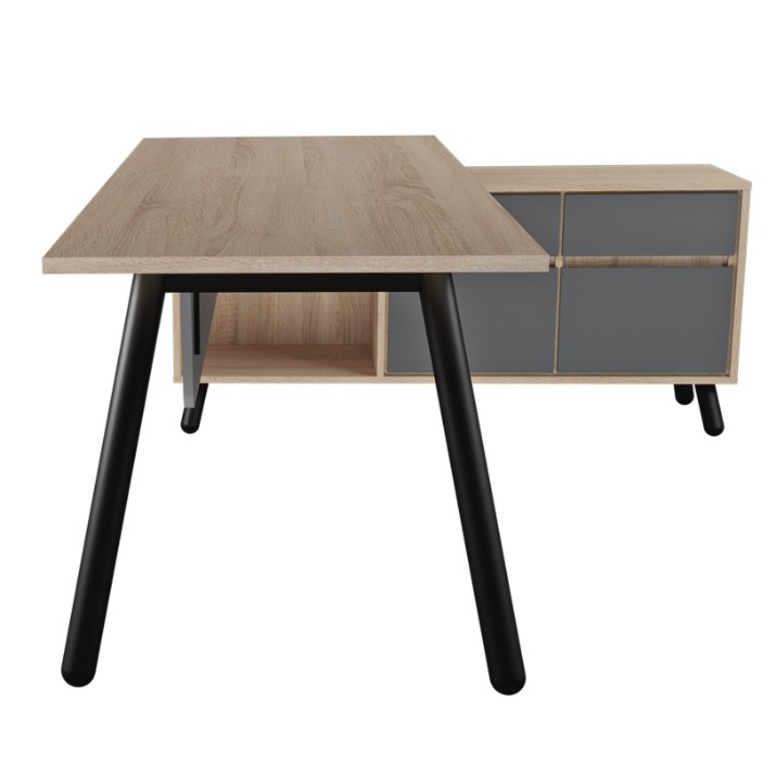 Masa de birou Deco Fusion + Box Right 180x80/155x40 Oak Sonoma/Anthracite (T2FBD1808)