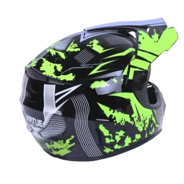Мотошлем Virtue MD905 Black/Light Green, s.XS