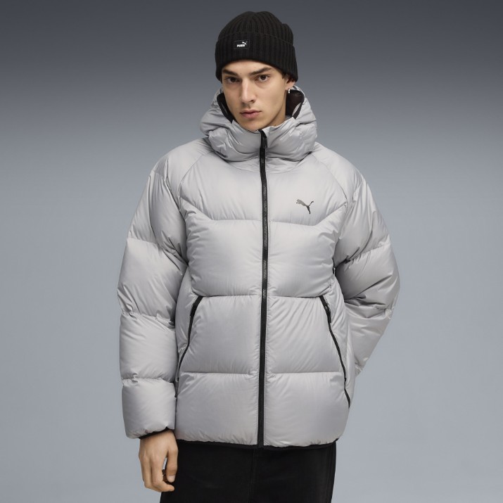 Geacă pentru bărbați Puma Hooded Down Puffer Jacket Gray Echo, s.XL