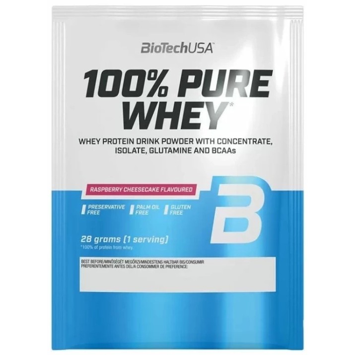 Proteină Biotech 100% Pure Whey Raspberry Cheesecace 28g