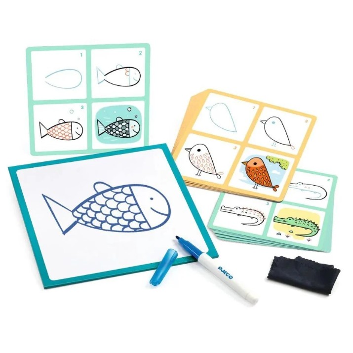 Set de desen pentru copii Djeco Step by Step Lama & Co DJ08269