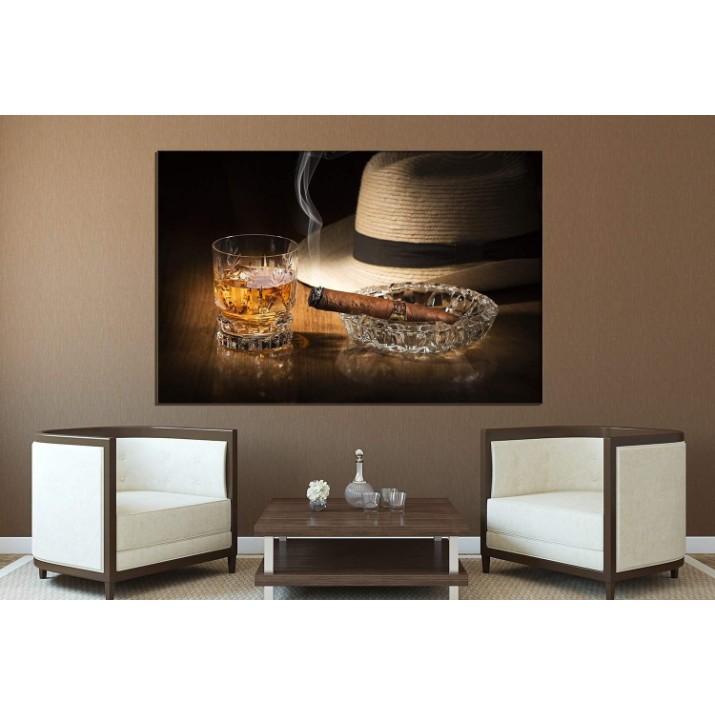 Картина ArtDesign A glass of whiskey and a cigar 45x68cm (FN-10007)