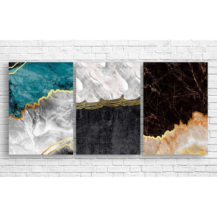 Pictură ArtDesign Abstract marble with gold 40x57cm 3pcs (FG-10001)