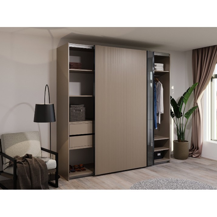 Dulap cu uşi glisante Bayro Top Line Napoli 2300x2300x580 Grey Stone (604808)