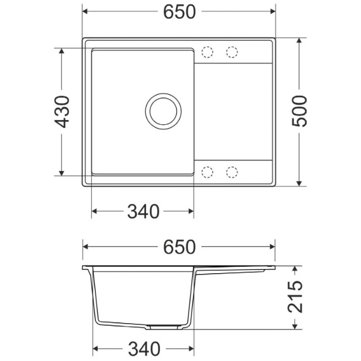 Chiuvetă de bucătărie Milo IND.M.1KKO-A
