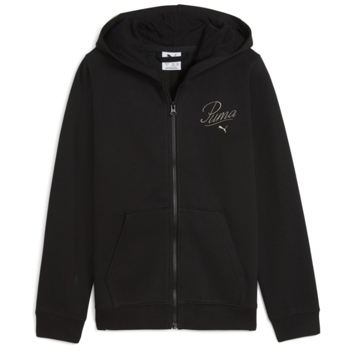 Детская толстовка Puma Ess Script Full-Zip Fl G Puma Black, s.140