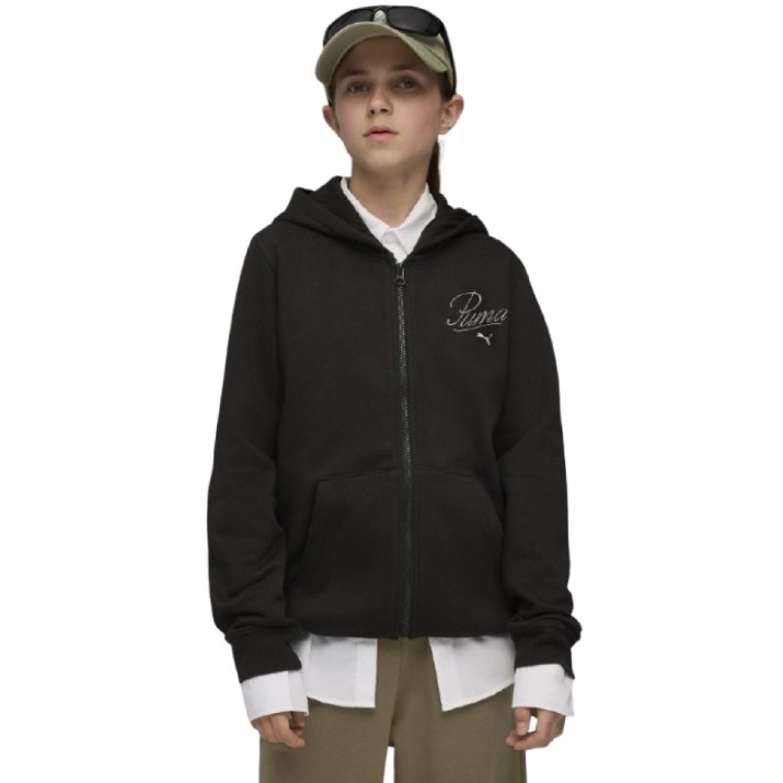 Детская толстовка Puma Ess Script Full-Zip Fl G Puma Black, s.140