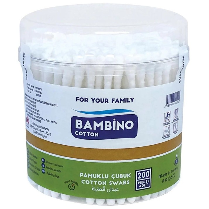 Betisoare din bumbac Bambino Baby Cotton 200pcs