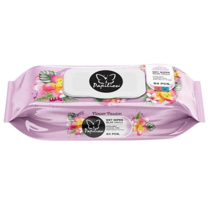 Влажные салфетки Papilion Floral Passion Pink 64pcs
