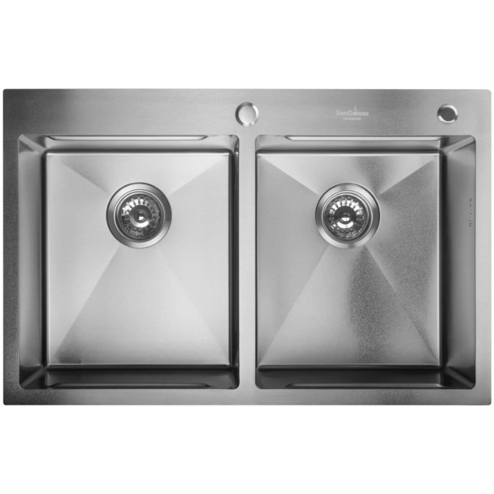 Chiuvetă de bucătărie SanDonna HD7850 Double Chrom Satin