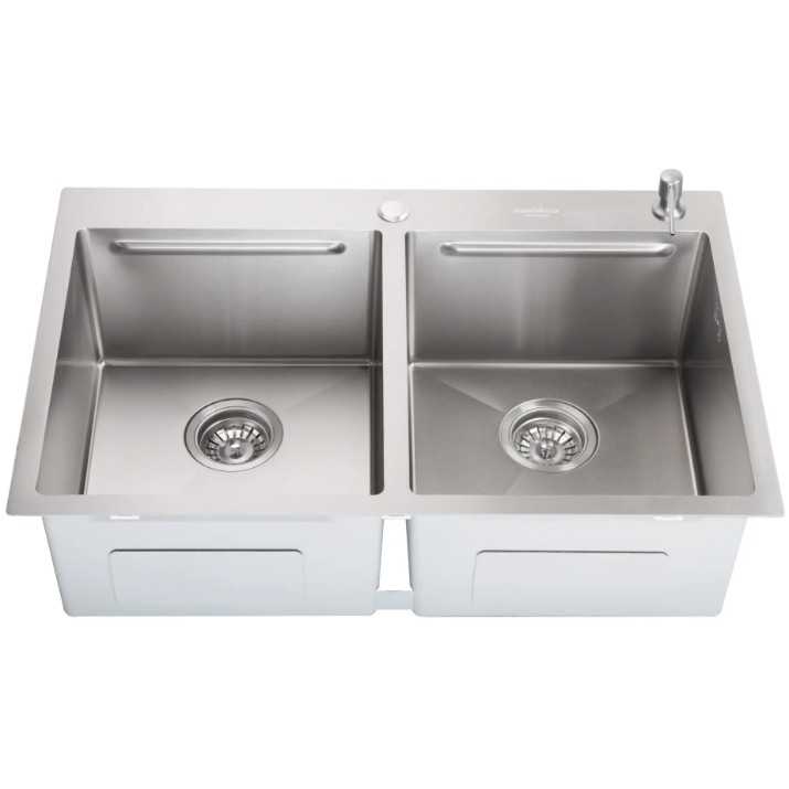 Chiuvetă de bucătărie SanDonna HD7850 Double Chrom Satin