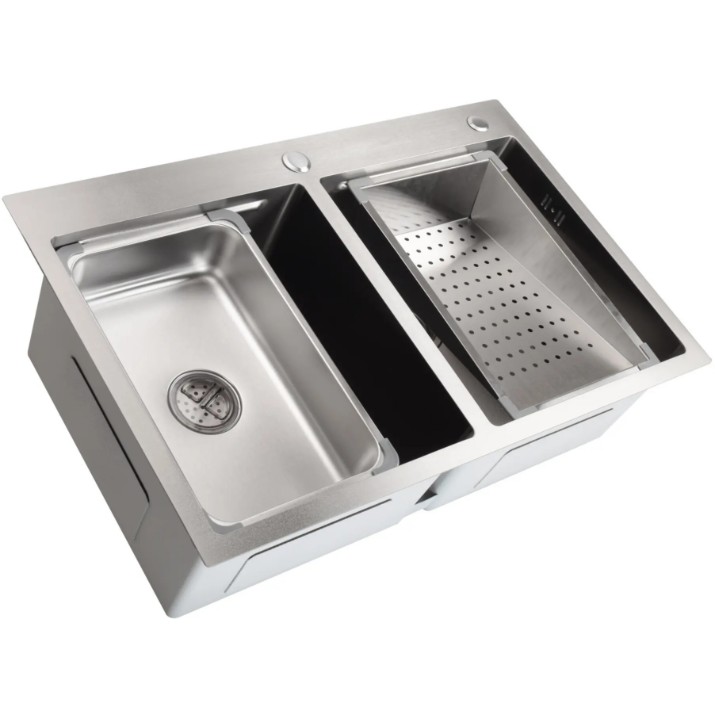 Chiuvetă de bucătărie SanDonna HD7850 Double Chrom Satin