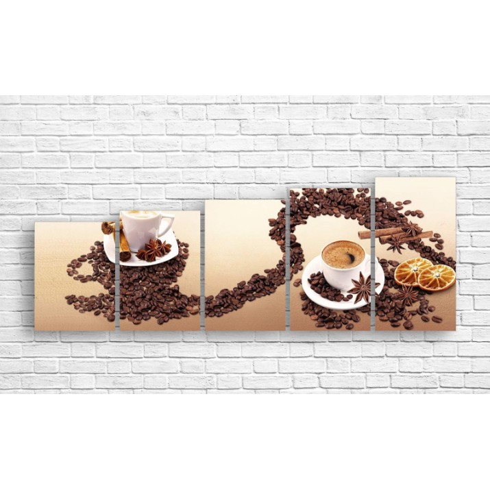 Pictură ArtDesign Black coffee and beans 151x65cm (E-10237)