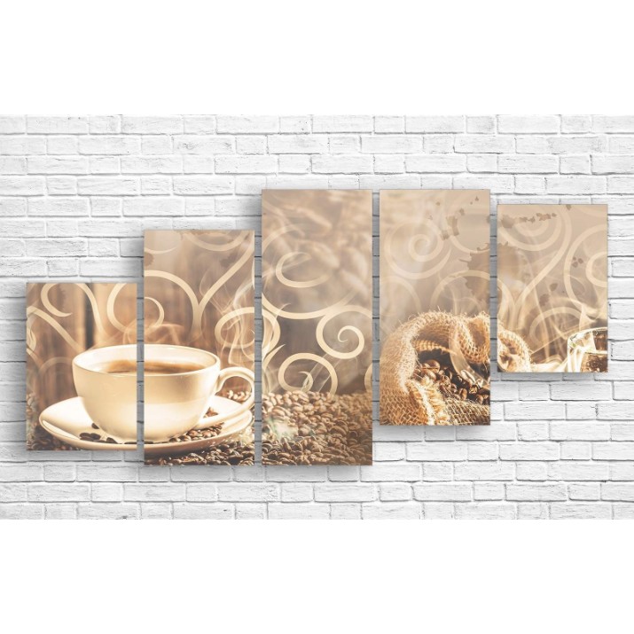 Pictură ArtDesign Black coffee and beans 155x73cm (E-10267)