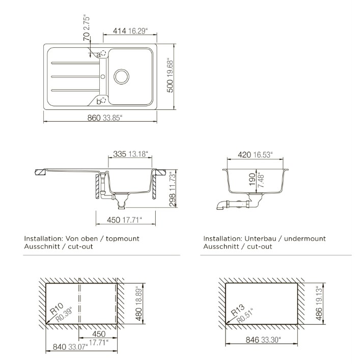 Chiuvetă de bucătărie Schock Formhaus D-100 Moonstone