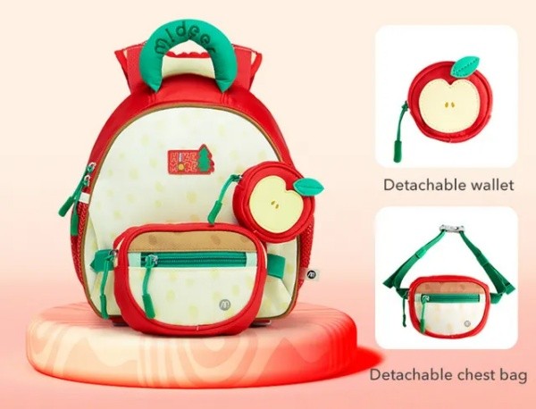 Rucsac pentru copii Mideer Red Apple 3in1 S (6936352522959)