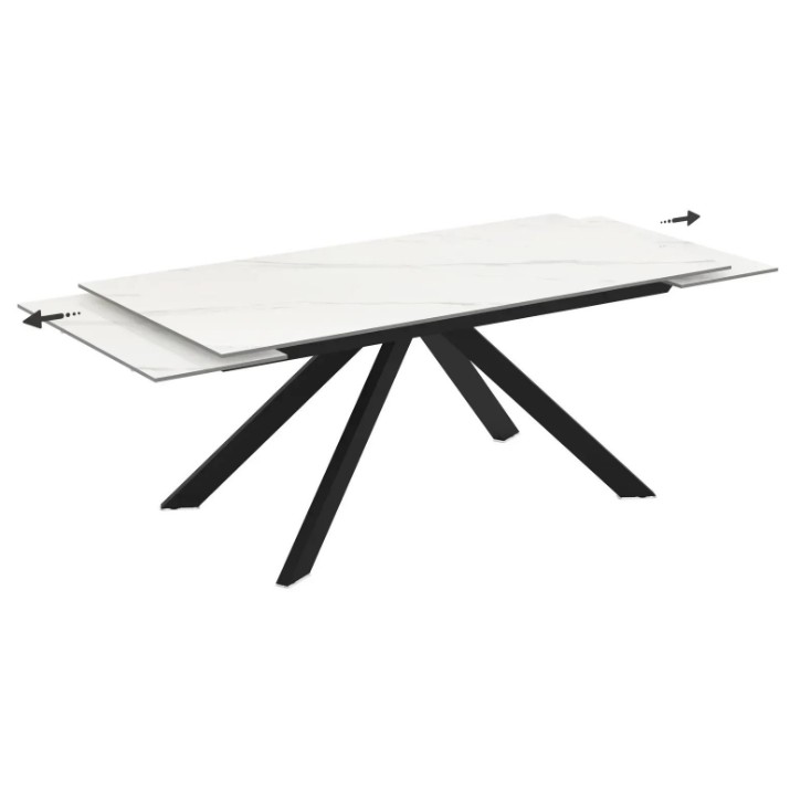 Masă pentru bucătărie Magnusplus Ekin 90x180/220/260 blat Ceramic Calacatta