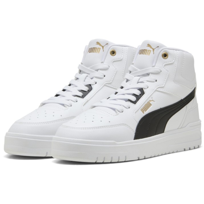 Bocanci pentru bărbați Puma Shuffle Downtown Mid Puma White/Black/Gold, s.44.5