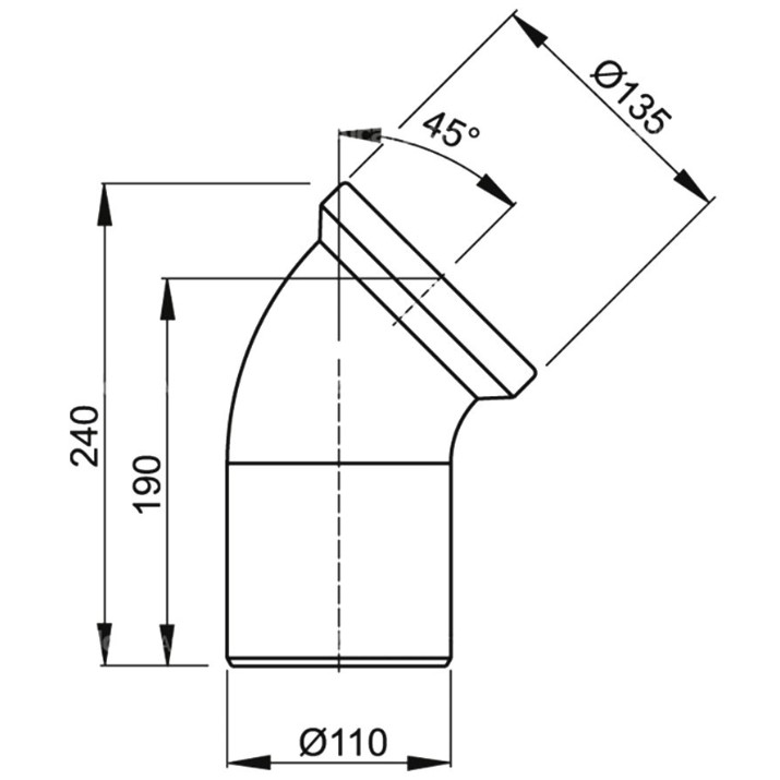 Отвод для унитаза Alcaplast A90-45 D110 (2205)